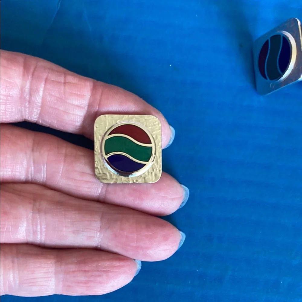 Square Cuff Links with Artistic Design